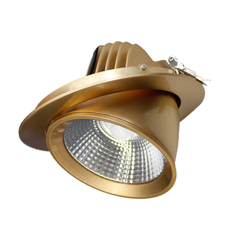 High Efficiency 20W 30W 40W LED Gimbal Recessed Downlight Rotatable Anti Glare Elephant Trunk Light